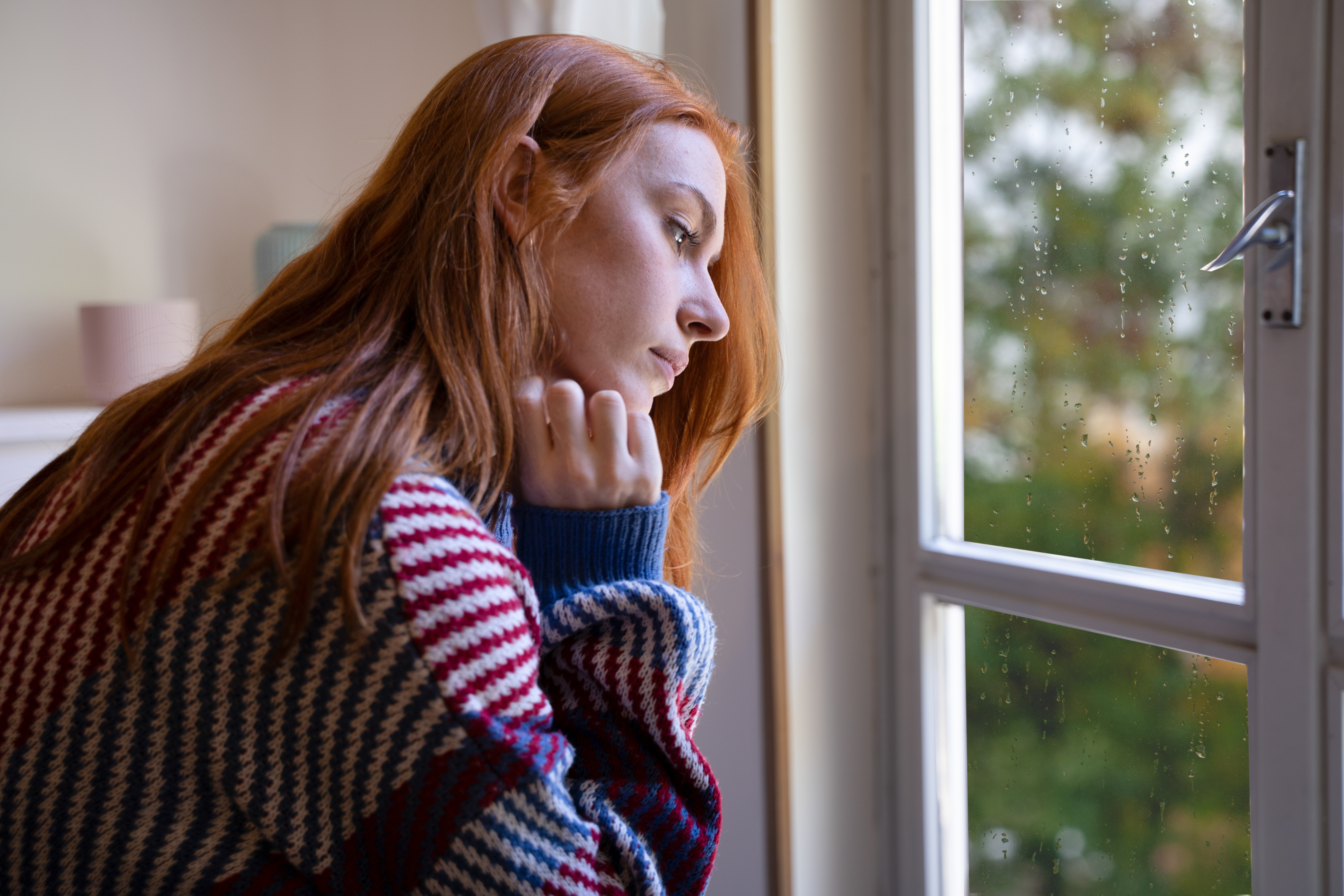A woman suffering from Seasonal Affective Disorder.