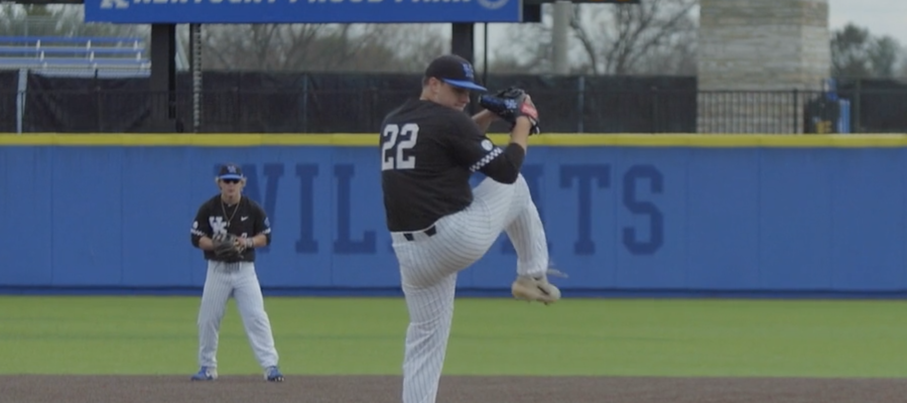 Dillon Marsh pitching for UK baseball.