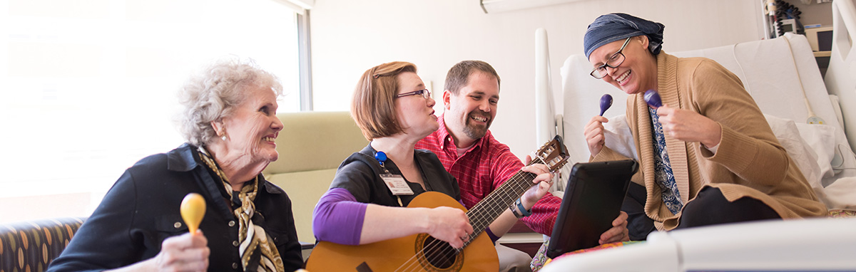 Sarah Lister with musical therapy group