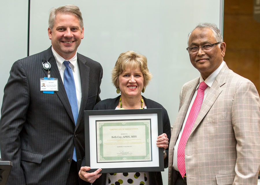 Beth Coy with Bo Cofield and Dr. Sibu Saha