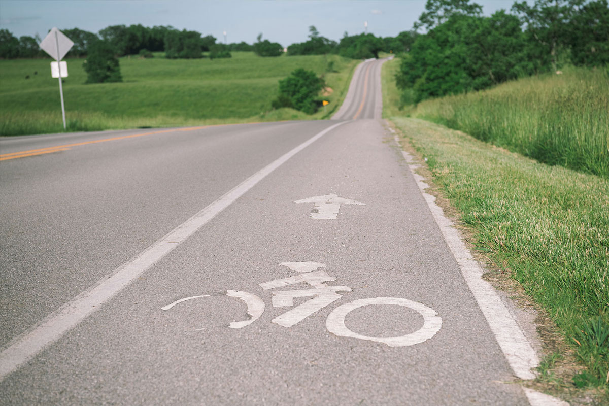 A bike lane on a country road.