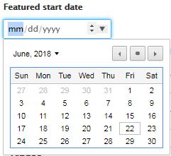 Featured start date picker