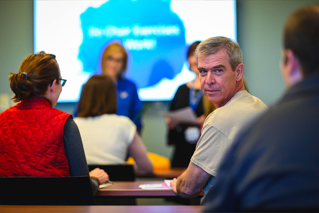 Fred Wohlstein in a pre-diabetes education class at UK HealthCare's Barnstable Brown Diabetes Center