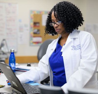 Kim Jackson, RN, a nurse coordinator at the Pulmonary Hypertension Clinic at the Gill Heart & Vascular Institute