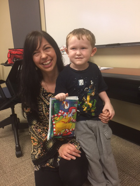 Dr. Stone and patient Wyatt "Bebo" Goins at Roy G. Eversole Preschool in Hazard. 