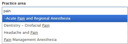 Drupal practice area field keyword example