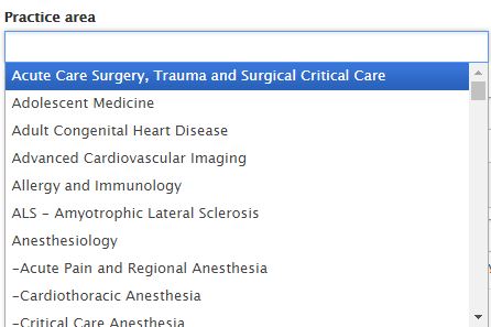 The Drupal practice area field