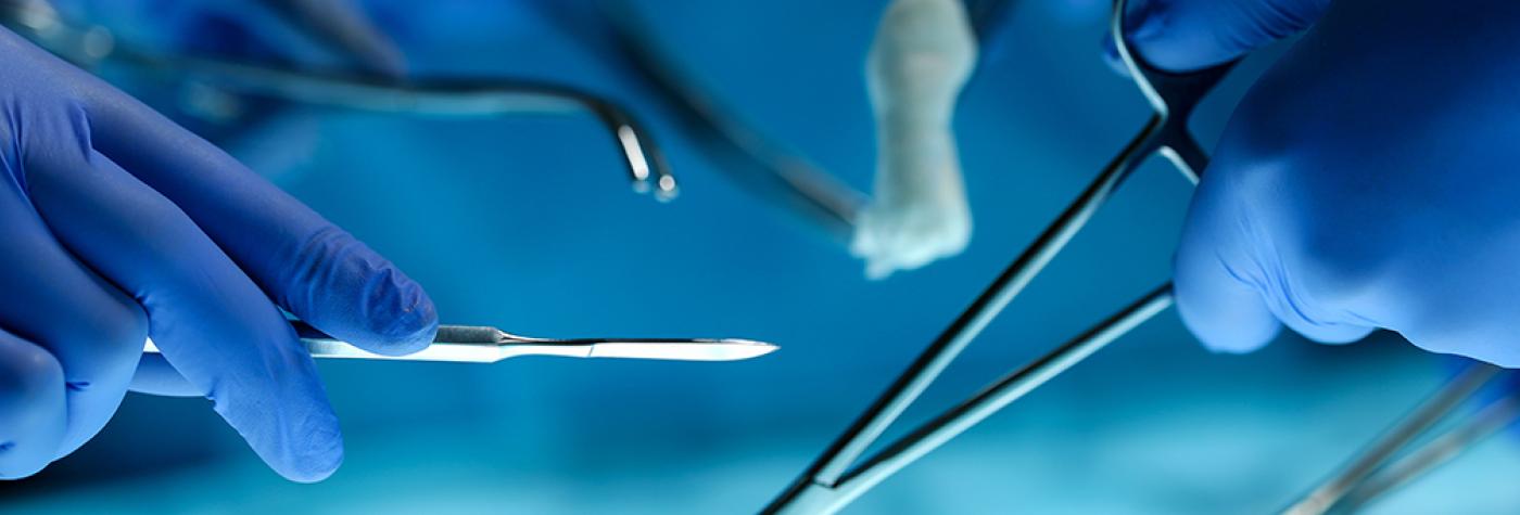 Close up of surgeon's hands during a procedure