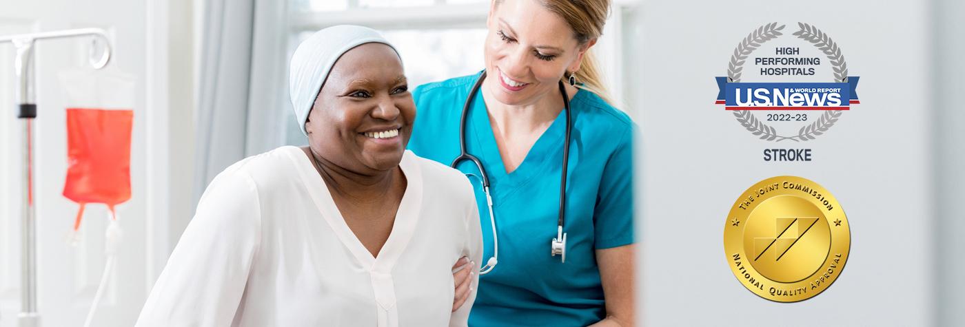 Smiling patient with healthcare provider