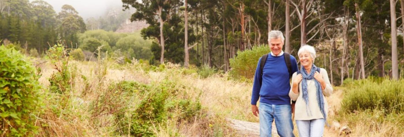 Senior couple hiking